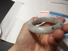 Load image into Gallery viewer, 46mm Certified Type A 100% Natural icy watery light green white clear Jadeite Jade bangle BS88-6685