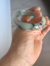 Load image into Gallery viewer, 51.5mm certified Type A 100% Natural icy watery light green white oval Jadeite Jade bangle BS65-7412
