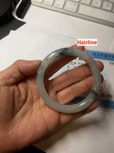 Load image into Gallery viewer, 53.4mm Certified Type A 100% Natural icy watery light green white roung cut jadeite Jade bangle AU51-8147