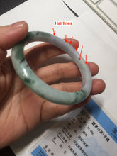 Load image into Gallery viewer, 58mm certificated Type A 100% Natural light green purple with green floating flowers Jadeite Jade bangle AS83-3016