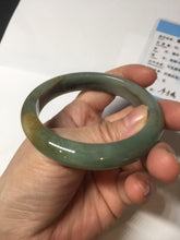 Load image into Gallery viewer, 55.4mm certified 100% natural Type A dark green yellow gray black jadeite jade bangle AA72-7576