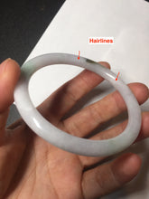 Load image into Gallery viewer, 55.8mm certified 100% natural white sunny green purple slim round cut jadeite jade bangle BL90-4666