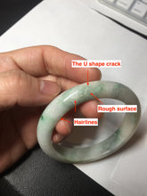 Load image into Gallery viewer, 54.5mm Certified 100% natural Type A sunny green/white jadeite jade bangle BM31-0361