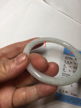 Load image into Gallery viewer, 54.6mm Certified Type A 100% Natural light green white round cut Jadeite Jade bangle AU50-0240