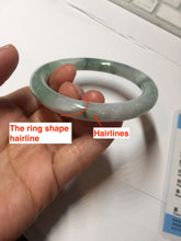 Load image into Gallery viewer, 55.3mm certified 100% natural Type A light green purple with green floating flowers round cut jadeite jade bangle BS110-2523