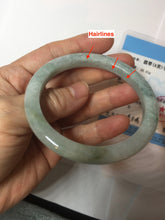 Load image into Gallery viewer, 54.8mm 100% natural Type A light green white slim jadeite jade bangle PB108-2441