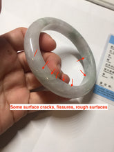 Load image into Gallery viewer, 60.5mm Certified Type A 100% Natural icy watery green/purple chubby Jadeite Jade bangle PB244-9527