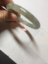 Load image into Gallery viewer, 52mm Certified Type A 100% Natural icy watery light green/dark green/black oval Jadeite bangle PD108-8546