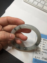 Load image into Gallery viewer, 54.7mm certified Type A 100% Natural icy watery light green with green floating flowers round cut Jadeite Jade bangle BK136-7343