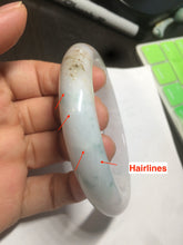 Load image into Gallery viewer, 61.2mm Certified Type A 100% Natural light green/white/brown/purple Jadeite Jade bangle AH82-0480