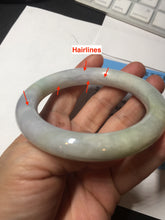 Load image into Gallery viewer, 58.5mm certified Type A 100% Natural light green yellow purple chubby round cut Jadeite Jade bangle Y168-3701