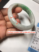 Load image into Gallery viewer, 47mm certified 100% natural Type A sunny green white oval jadeite jade bangle BP49-9340