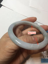 Load image into Gallery viewer, 62.2mm Certified Type A 100% Natura light green white purple slim Jadeite bangle X136-3822