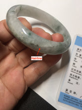 Load image into Gallery viewer, 55mm certified 100% natural icy watery light green with green floating flowers jadeite jade bangle AS88-7068