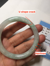 Load image into Gallery viewer, 54mm Certified type A 100% Natural sunny green/white round cut Jadeite bangle BN81-9817