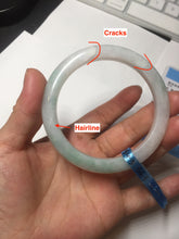 Load image into Gallery viewer, 56.5mm certified 100% natural type A white/light green white purple jadeite jade bangle AH96-0543