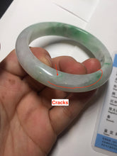 Load image into Gallery viewer, 56.1mm certified 100% natural  icy watery light white/sunny green jadeite jade bangle BN71-3879