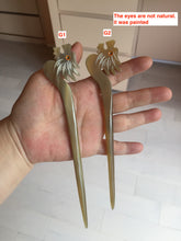 Load image into Gallery viewer, 100% Natural Buffalo Horn carved flowers/bamboo/Auspicious Clouds/love bird stick hairpin CB81 (Add-on item! not for sale individually)