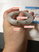 Load image into Gallery viewer, 46mm Certified Type A 100% Natural icy watery light green white clear Jadeite Jade bangle BS88-6685