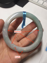 Load image into Gallery viewer, 56.5mm certified 100% natural type A white/light green white purple jadeite jade bangle AH107-0546