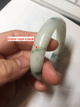 Load image into Gallery viewer, 55.5mm Certified type A 100% Natural light green with green flying flowers Jadeite bangle D131-4024