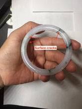 Load image into Gallery viewer, 53.3mm Certified Type A 100% Natural light green purple with green floating flowers round cut Jadeite bangle PB169-4722