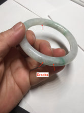Load image into Gallery viewer, 55mm Certified type A 100% Natural sunny green/white round cut Jadeite bangle BN76