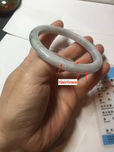 Load image into Gallery viewer, 62.2mm Certified Type A 100% Natura light green white purple slim Jadeite bangle X136-3822