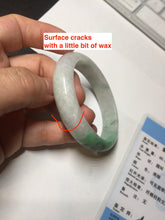 Load image into Gallery viewer, 47mm certified 100% natural Type A sunny green white oval jadeite jade bangle BP49-9340