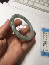 Load image into Gallery viewer, 55.3mm certified 100% natural Type A light green purple with green floating flowers round cut jadeite jade bangle BS110-2523