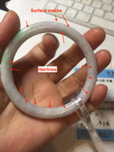 Load image into Gallery viewer, 57mm certified 100% natural type A sunny green/white/purple round cut jadeite jade bangle PC31-2684