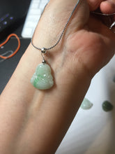 Load image into Gallery viewer, 100% Natural type A green/white small happy buddha jadeite Jade pendant necklace group BP111