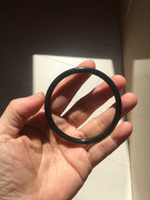 Load image into Gallery viewer, 55-63mm certified 100% Natural dark green black (青玉) slim round cut nephrite group Jade bangle HT106