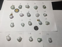 Load image into Gallery viewer, 100% Natural  light green/white/purple Jadeite Jade money bag bead pendant group F153
