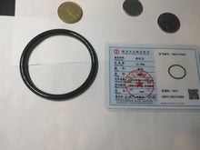 Load image into Gallery viewer, 55-63mm certified 100% Natural dark green black (青玉) slim round cut nephrite group Jade bangle HT106