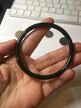 Load image into Gallery viewer, 55-63mm certified 100% Natural dark green black (青玉) slim round cut nephrite group Jade bangle HT106