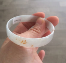 Load image into Gallery viewer, 51.5mm certified Type A 100% Natural white with yellow floating flowers thin jadeite jade bangle R83-4972