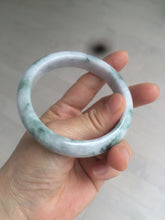 Load image into Gallery viewer, 57.5 mm Certified Type A 100% Natural green/purple with floating green flowers Jadeite Jade bangle X83-9560