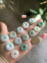 Load image into Gallery viewer, 17.8-21mm Type A 100% Natural green/white Jadeite Jade Safety Guardian Button donut Pendant group AD33