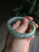 Load image into Gallery viewer, 53.7mm Certified Type A 100% Natural light green/gray Jadeite Jade bangle L95-6796