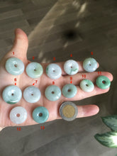 Load image into Gallery viewer, 17.8-21mm Type A 100% Natural green/white Jadeite Jade Safety Guardian Button donut Pendant group AD33