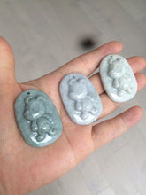 Load image into Gallery viewer, 100% Natural light green Jadeite Jade little doggy pendant A64