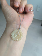 Load image into Gallery viewer, 21-22mm Type A 100Natural 3D green/brown/black jadeite Jade flower Pendant necklace AQ55 (add-on item)