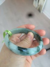 Load image into Gallery viewer, 53mm Certified type A 100% Natural light green/brown/gary floating flower oval jadeite jade bangle Q74-5309