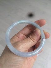 Load image into Gallery viewer, 55.4mm certified type A 100% Natural icy light purple with green floating flowers round cut Jadeite Jade bangle M80-0137