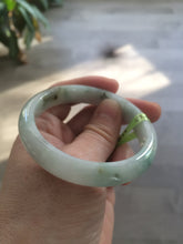 Load image into Gallery viewer, 53.4mm Certified type A 100% Natural watery green white Jadeite Jade bangle U64-4123