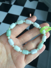 Load image into Gallery viewer, 100% natural green/white type A jadeite jade Capsule bead bracelet AE-bracelet
