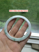 Load image into Gallery viewer, 58mm Certified Type A 100% Natural light green with green floating flowers super thin Jadeite bangle group A63