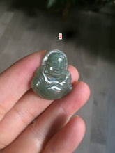 Load image into Gallery viewer, 100% Natural white green happy buddha jadeite Jade pendant necklace AD57