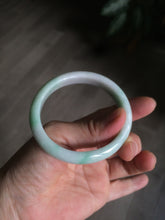 Load image into Gallery viewer, 50.5mm Certified Type A 100% Natural sunny green/white Oval Jadeite Jade bangle AD55